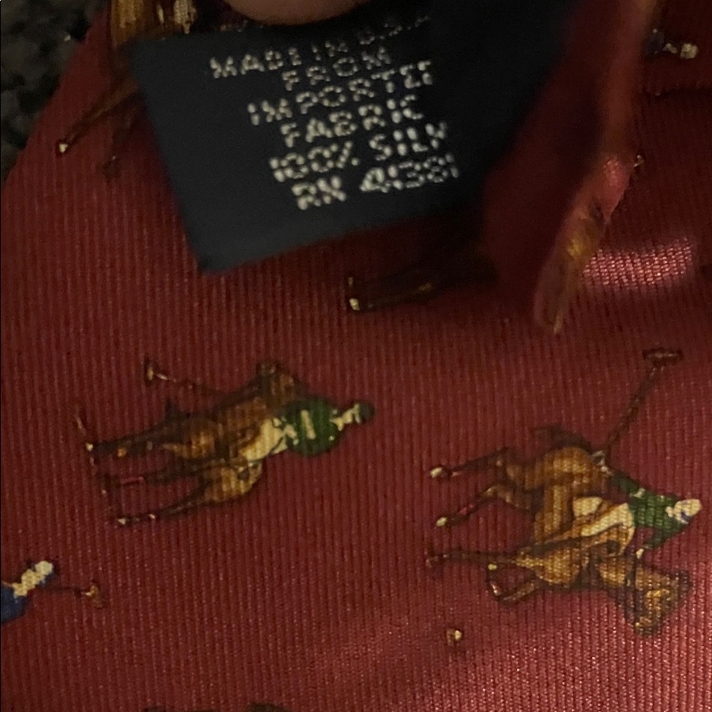 Ralph Lauren Burgundy Polo Match Print Tie RARE - Picture 5 of 5